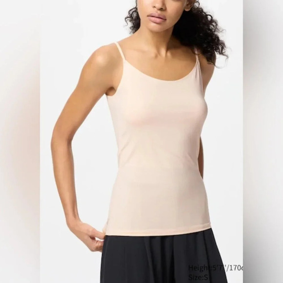 NNT 3 x Uniqlo “Airism” spaghetti seamless light - beige black camisole tank L - Picture 1 of 2